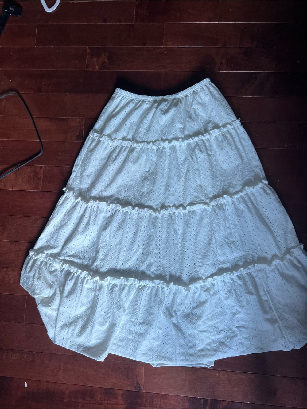 SHEIN White Tiered Eyelet Maxi Skirt